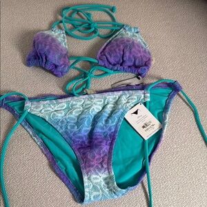 Victoria's Secret Turquoise and Purple Lace Bikini Bottom